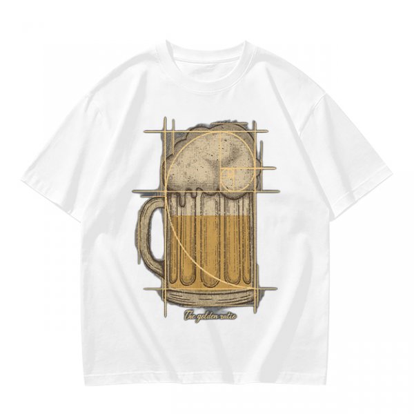Beer Mug with Golden Ratio Graphic Novelty T-Shirt Print