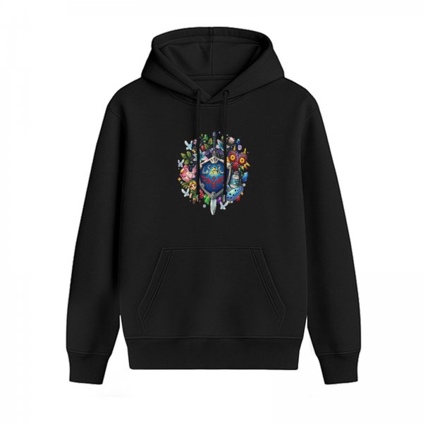 Black Hoodie With The Legend Of Zelda Themed Graphic Print