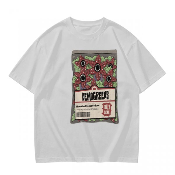Olive Green T-Shirt With Demogorgon Vegetable Packet Print
