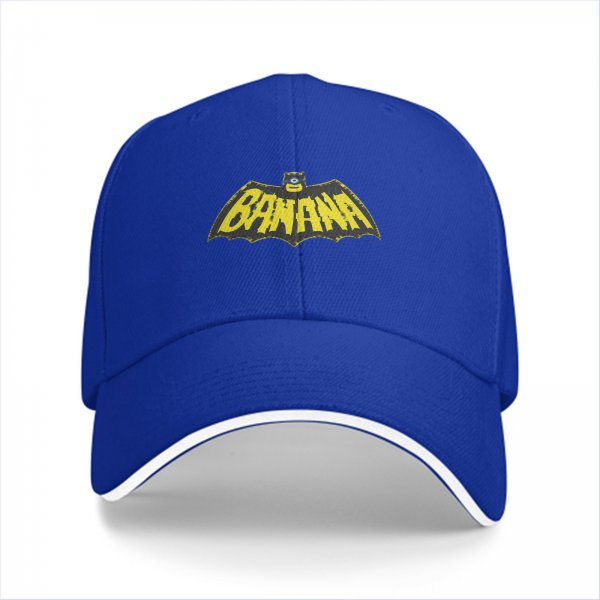 Black baseball cap with banana bat logo graphic