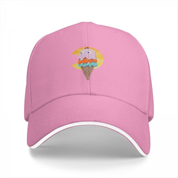 Black Baseball Cap With Pac-Man Ice Cream Cone Graphic