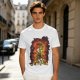 Olive T-Shirt With Fiery Skull Warrior Graphic Print