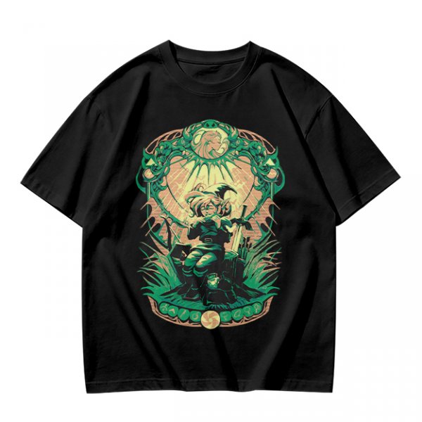 Olive Green T-Shirt With Fantasy Warrior Graphic Print