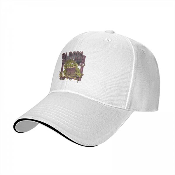 Black baseball cap with Bloody Burger monster graphic print