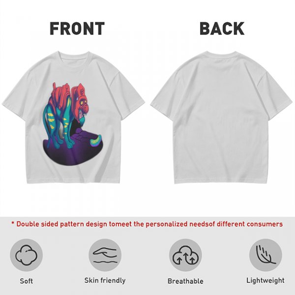 Olive T-Shirt With Vibrant Fantasy Creature Graphic Print