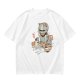 Olive Green T-Shirt With Cat In Robot Helmet Graphic Print