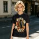 Olive Halloween T-Shirt with Get In Loser Coffin Ghost Floral Art
