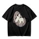 Olive Green T-Shirt with Cute Sleeping Otter Graphic
