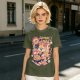 Olive t-shirt with Sunday's Vibes Shiba Inu relaxing graphic