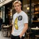 Olive T-shirt with sad banana graphic reading I'm not peeling well