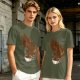 Olive T-Shirt With Coffee Wolf Steam Graphic Print