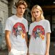 Olive T-Shirt With Laser Beam Shooting Cat Graphic