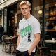 Olive green graphic t-shirt with 'Scandalacious' print and witch hat design