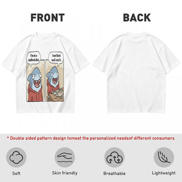 Shark seafood diet meme graphic t-shirt