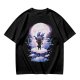 Olive T-Shirt With Moonlit Pirate Ship And Silhouette Figure Print