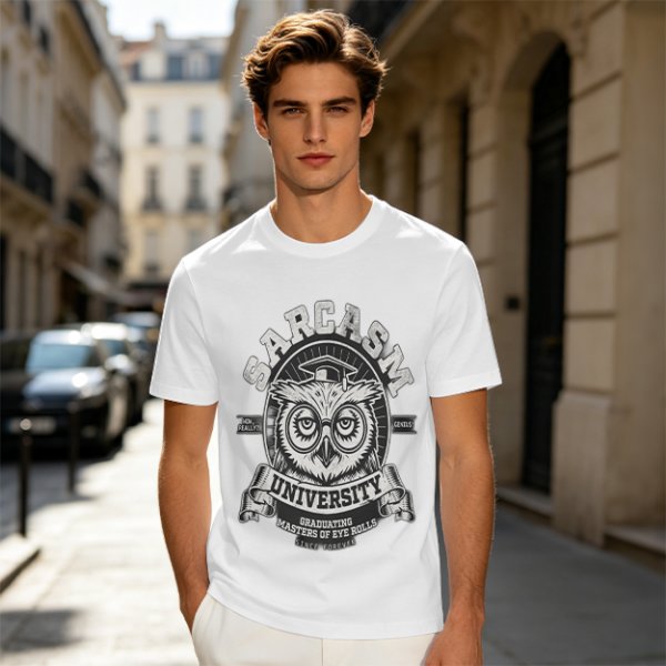 Owl Sarcasm University Masters of Eye Roll Graphic T-Shirt