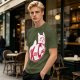 Olive green t-shirt with Kitty Cat graphic print
