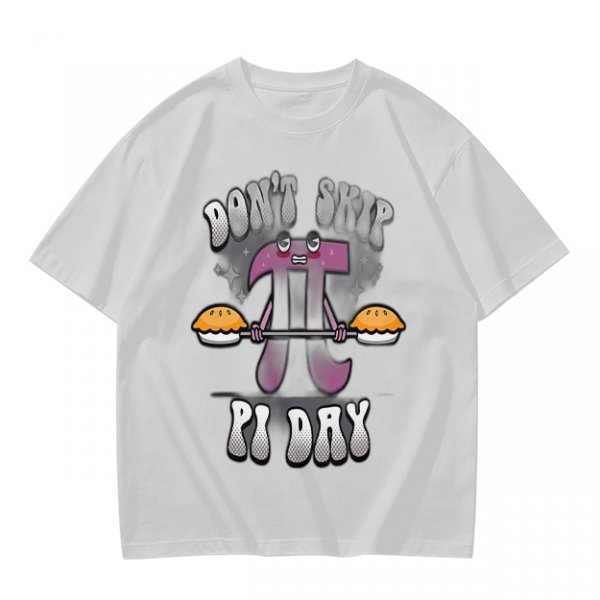 Don't Skip Pi Day T-Shirt with Lifting Pi Character Holding Pies