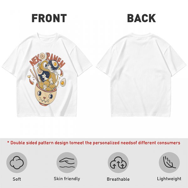 Neko Ramen Cat Bowl Graphic T-Shirt Design