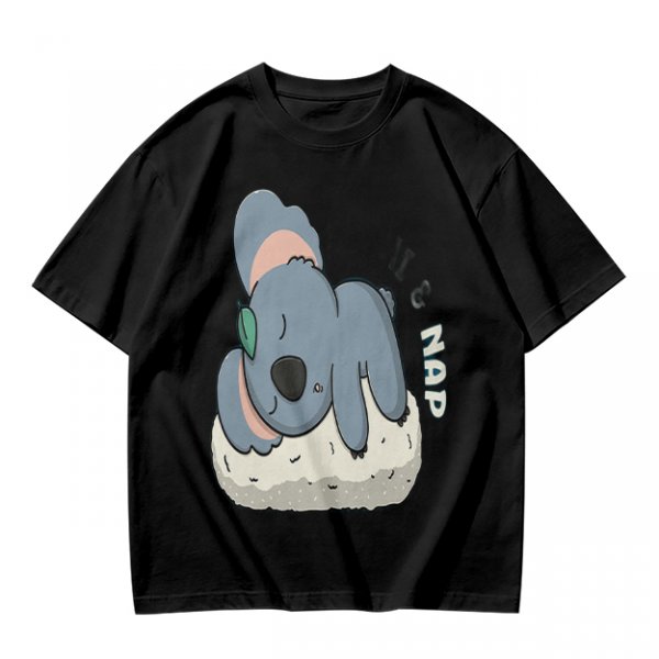 Olive T-Shirt with Sleeping Koala Nap Graphic