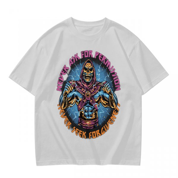 Olive t-shirt with skeleton warrior graphic and permission forgiveness text