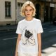 Olive T-shirt with Cute Black Cat Wrapped in Blanket Graphic