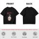 Olive T-shirt with horror stylized Totoro graphic and Japanese text