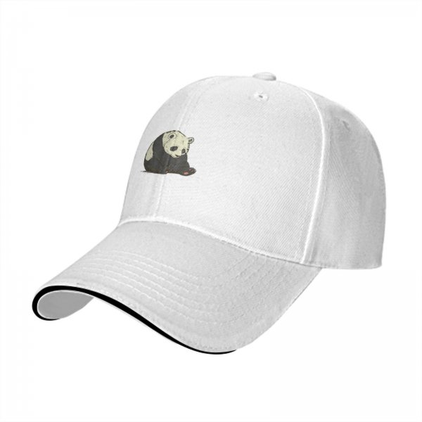 Black Baseball Cap With Cute Sitting Panda Graphic