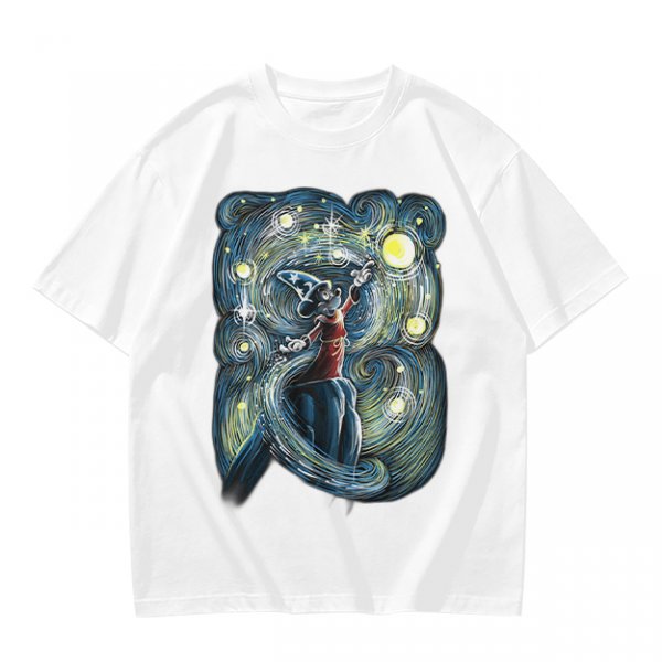 Olive T-Shirt With Sorcerer Mickey Starry Night Artwork