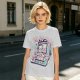 Olive green graphic t-shirt with cute handheld game kitchen art