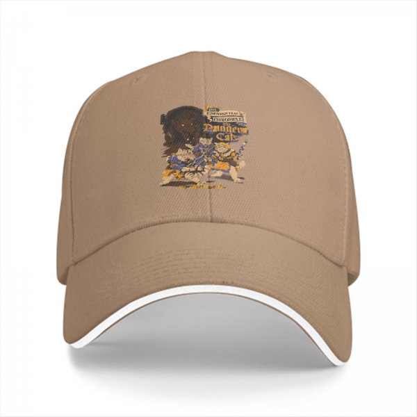 Black baseball cap with fantasy cat adventure graphic print