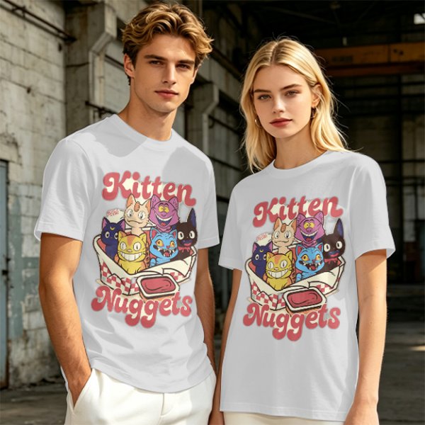 Olive graphic t-shirt with kitten nuggets print
