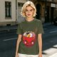 Olive T-Shirt With Cute Cartoon Ramen Bowl Graphic