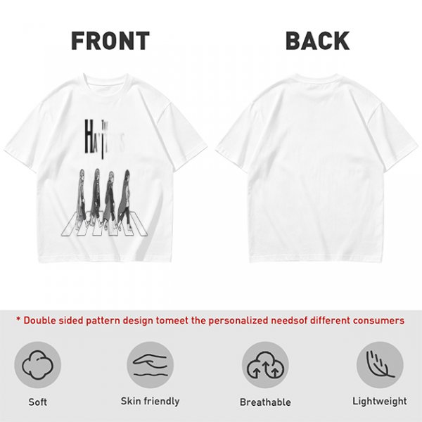 Olive T-Shirt With Anime Characters Crossing Crosswalk Print