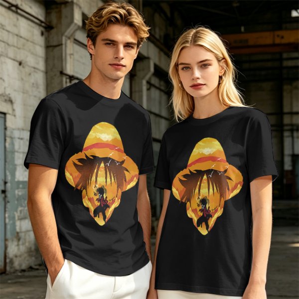 One Piece Luffy Straw Hat Sunset Graphic T-Shirt