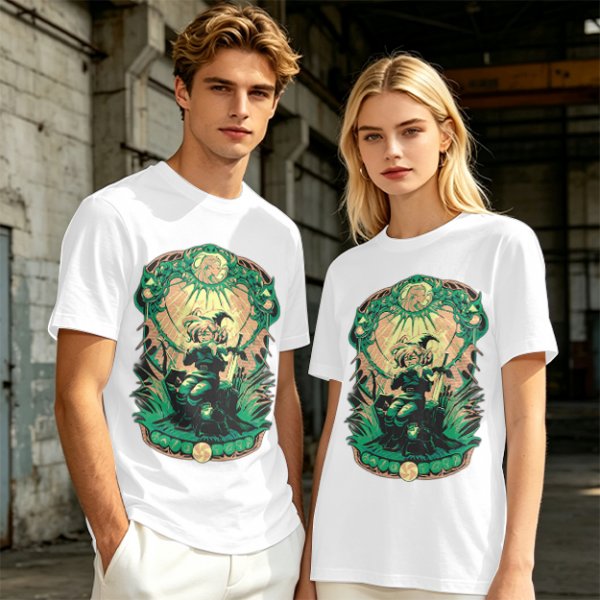 Olive Green T-Shirt With Fantasy Warrior Graphic Print