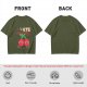 Olive Graphic T-Shirt With I HATE mood swings Cherry Print