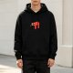 Black hoodie with a cute sleeping red sloth graphic