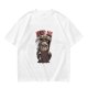 Olive T-shirt with Grim Reaper Cat 'Feed Me Or Else' Print