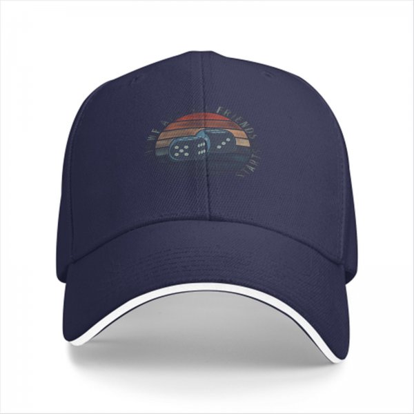 Black baseball cap with retro sunset and dice graphic