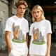 Olive T-Shirt With Whimsical Forest Creature Artwork Print
