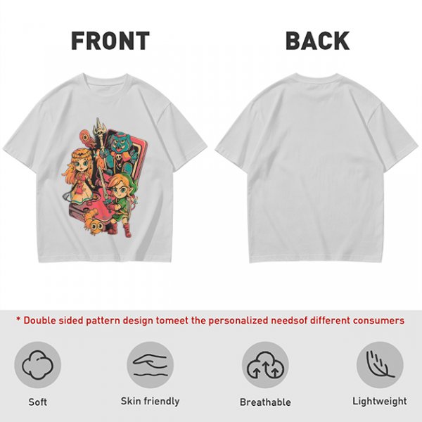 Olive t-shirt with The Legend of Zelda retro game characters print