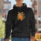 Black Hoodie With Traditional Dragon And Ramen Artwork