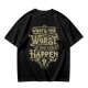 Olive t-shirt with 'What's the Worst That Could Happen?' vintage-style print