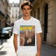 Olive T-Shirt With Surreal Cat Art Print