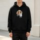 Black Hoodie With Funny Sushi Laundry Rack Graphic Print
