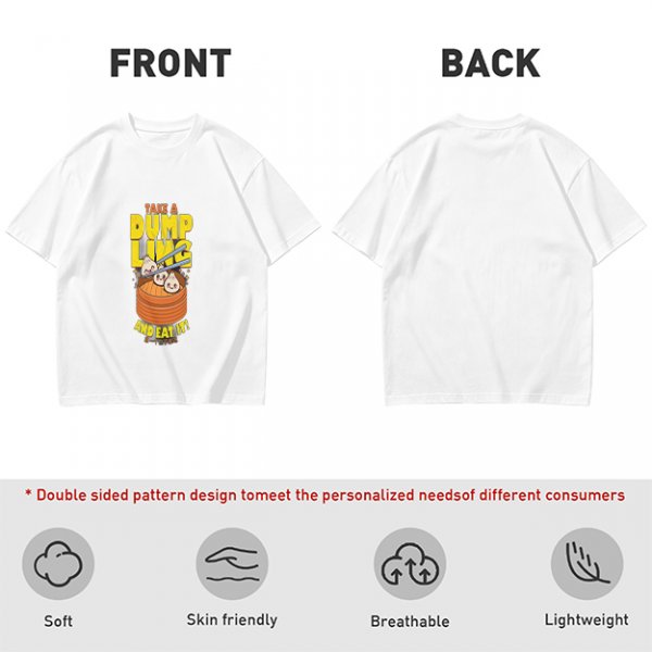 Olive green graphic t-shirt with dumpling pun and steamer illustration