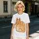 Olive Green T-Shirt With Cute Orange Tabby Cat Graphic