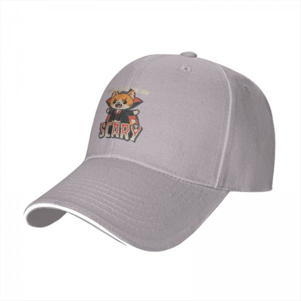 Black baseball cap with cute vampire cat 'too cute to be scary' print