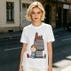 Olive T-Shirt with Peanuts Style Girl and Dog on Doghouse Print